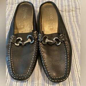 Geox size 6 1/2 mules, brown horsebit  . Soles have been redone . Comfortable